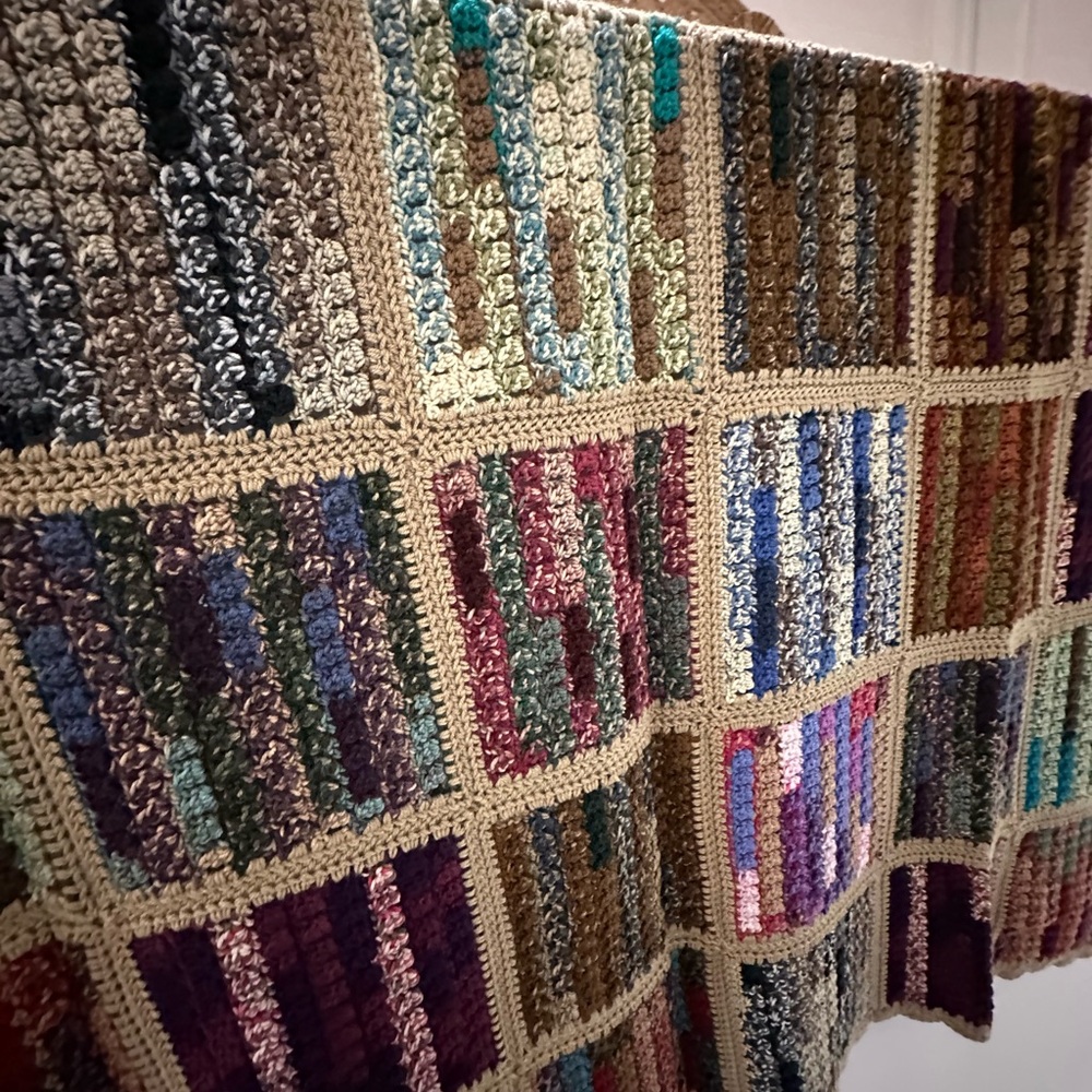 New, unused Handmade Crocheted Patchwork Throw Blanket - Picture 6 of 13